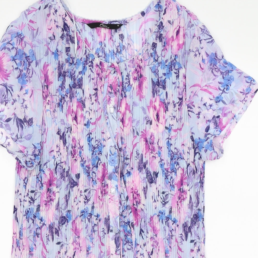 Bonmarché Womens Purple Floral  Basic Blouse Size 16