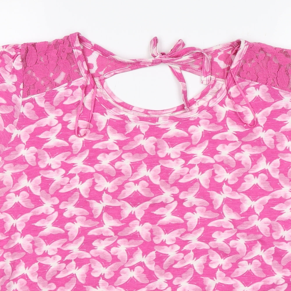 TU Womens Pink   Basic Blouse Size 18  - Butterflies