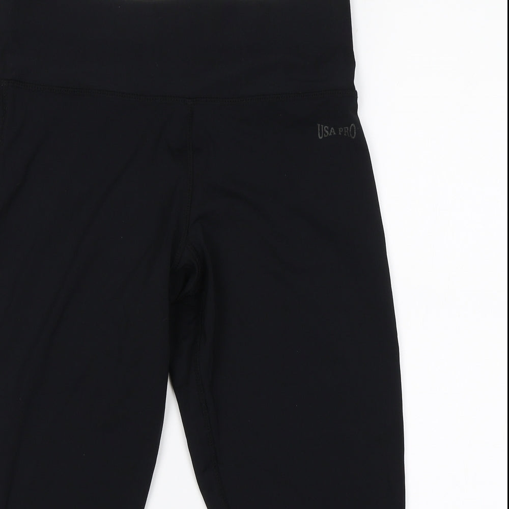 USA Pro Womens Black   Cropped Leggings Size 10 L18 in