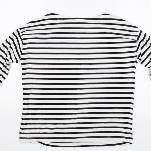 F&F Womens White Striped  Jersey T-Shirt Size 10
