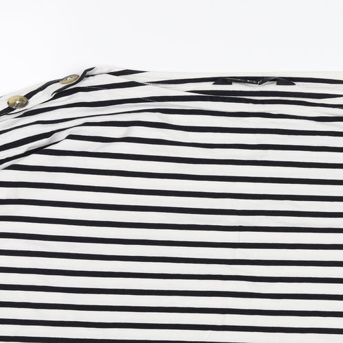 F&F Womens White Striped  Jersey T-Shirt Size 10