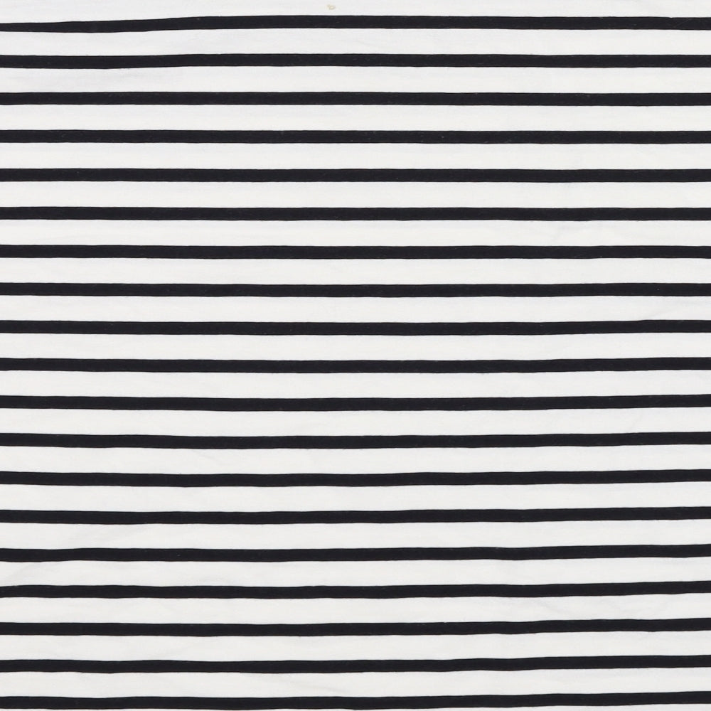 F&F Womens White Striped  Jersey T-Shirt Size 10