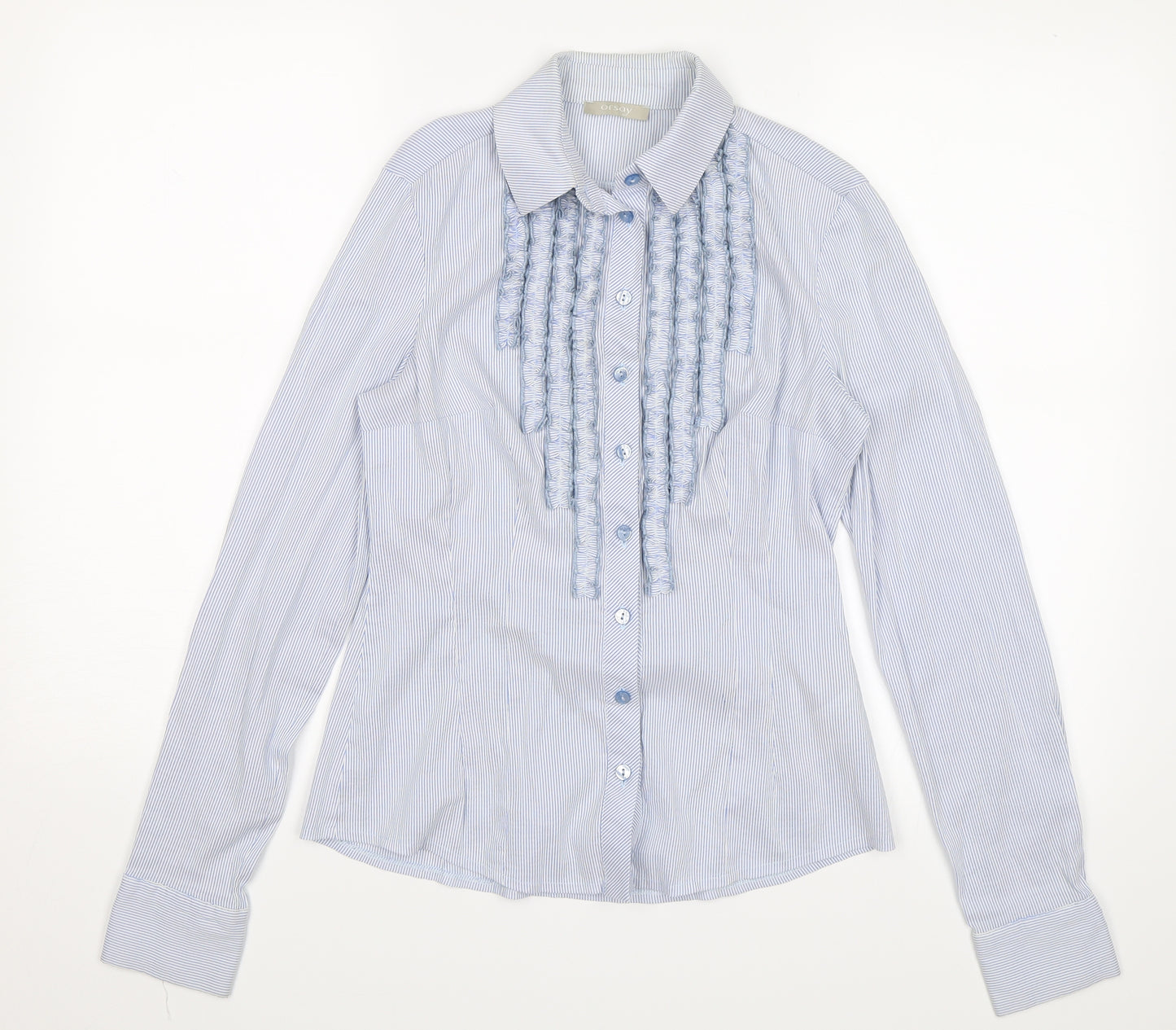 ORSAY Womens Blue Striped  Basic Button-Up Size 10
