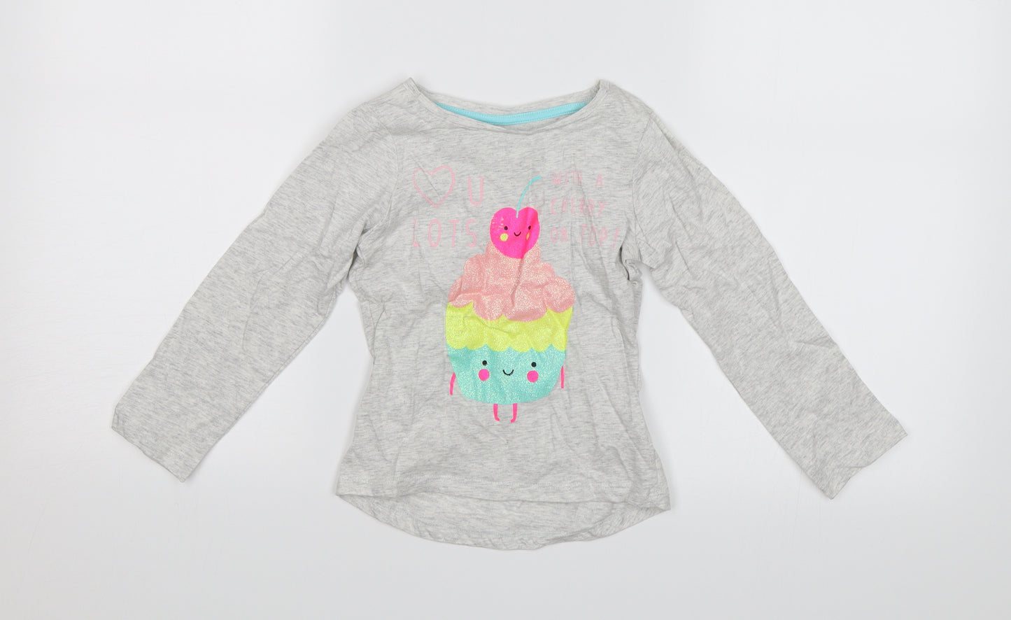 Preworn Girls Grey   Jersey T-Shirt Size 2-3 Years  - Love you lots