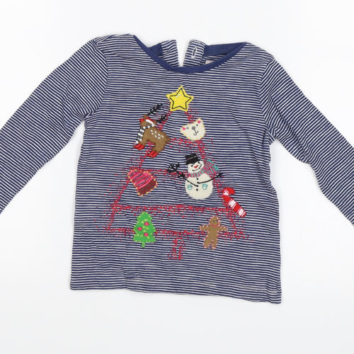 NEXT Baby Blue Striped  Jersey T-Shirt Size 12-18 Months  - Chirstmas