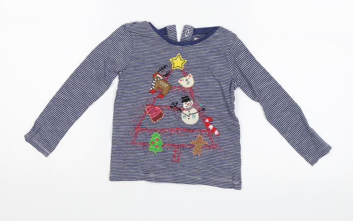 NEXT Baby Blue Striped Jersey T-Shirt Size 12-18 Months - Chirstmas