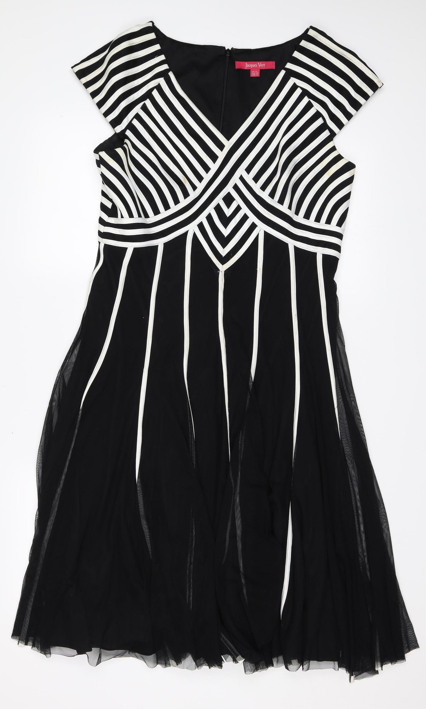 Jacques Vert Womens Black Striped  Shift  Size 14