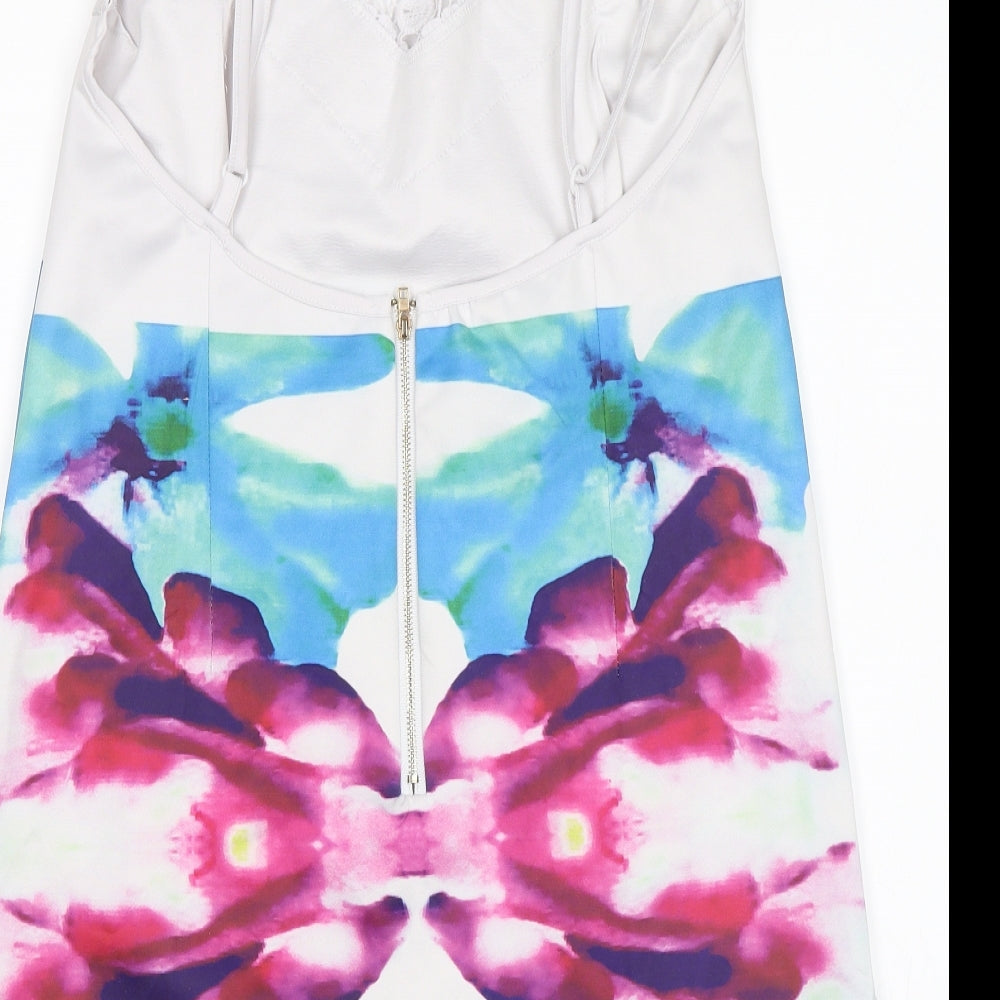 Artistic Taste Womens White Floral  Basic Blouse Size L