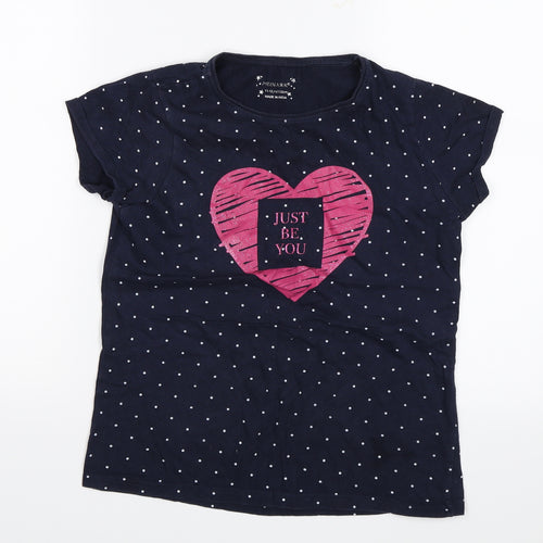 Primark Girls Blue Polka Dot  Basic T-Shirt Size 11-12 Years  - Just be you