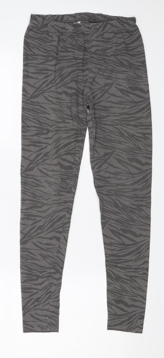 Front view of Tu girls’ grey animal print jegging trousers, size 12, years