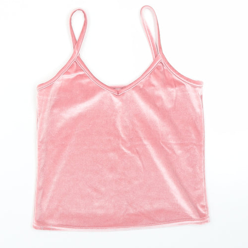 Preworn Womens Pink  Velvet Basic Tank Size S