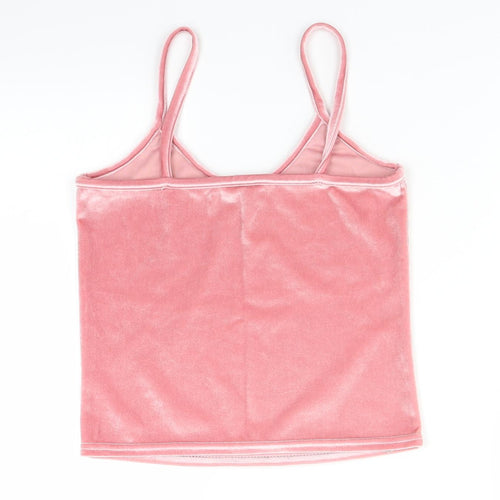 Preworn Womens Pink  Velvet Basic Tank Size S