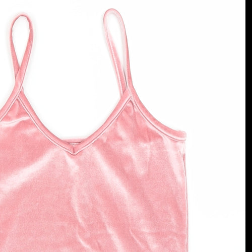 Preworn Womens Pink  Velvet Basic Tank Size S