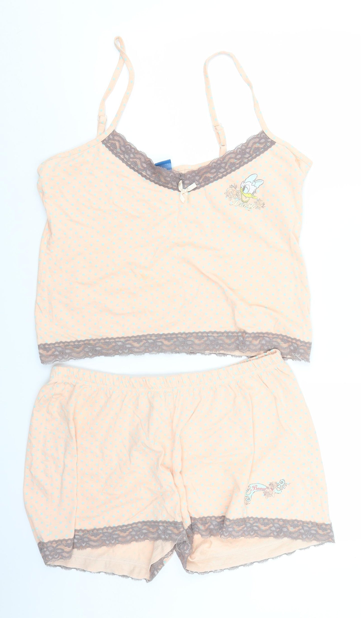 Disney Womens Pink Polka Dot  Capri Pyjama Set Size 14