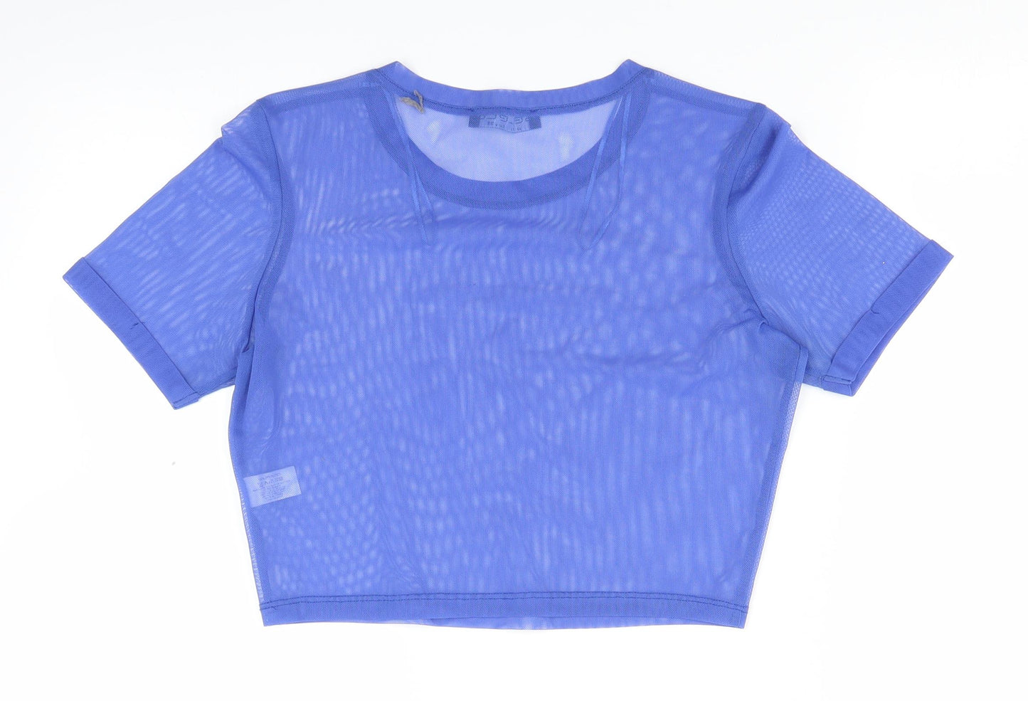 Select Womens Blue  Mesh Cropped T-Shirt Size 10