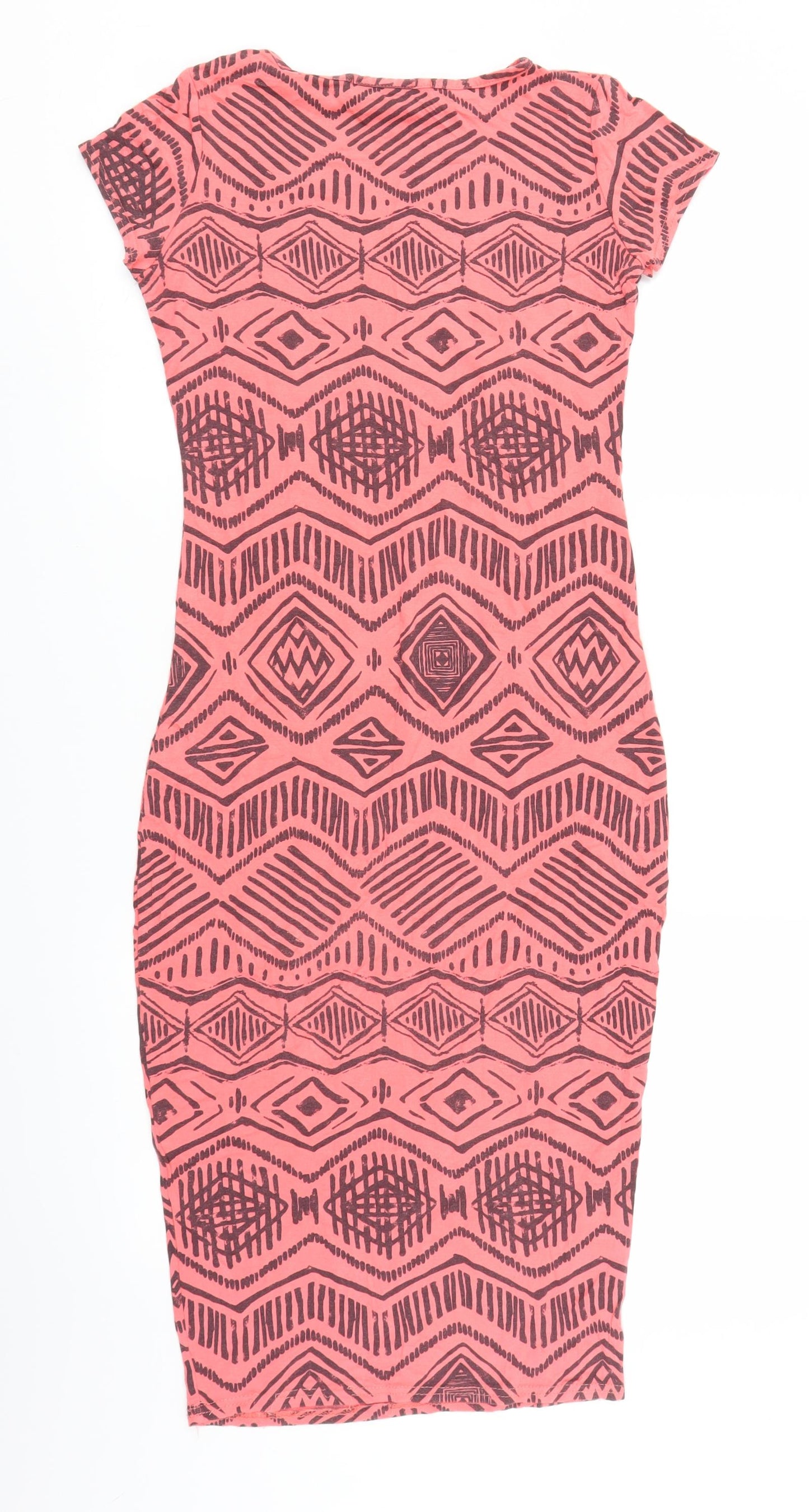 Miso Womens Pink Geometric  T-Shirt Dress  Size 8