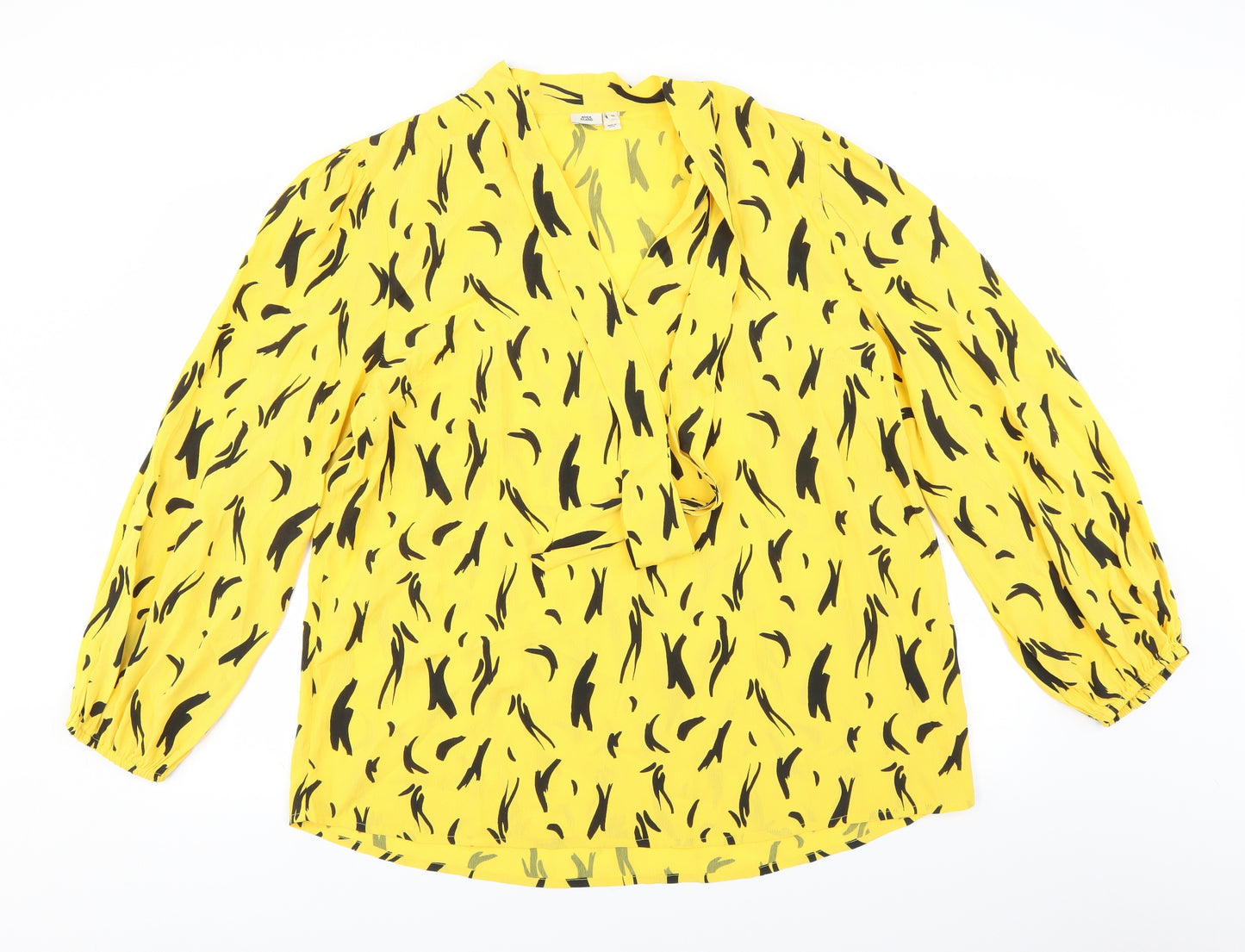 River Island Womens Yellow Geometric  Basic Blouse Size 18