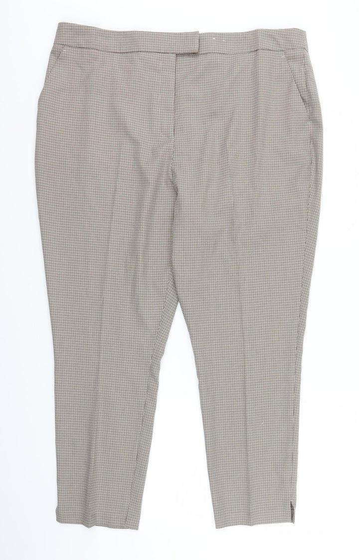 F&F Womens Brown Houndstooth Trousers Size 20 L25 in