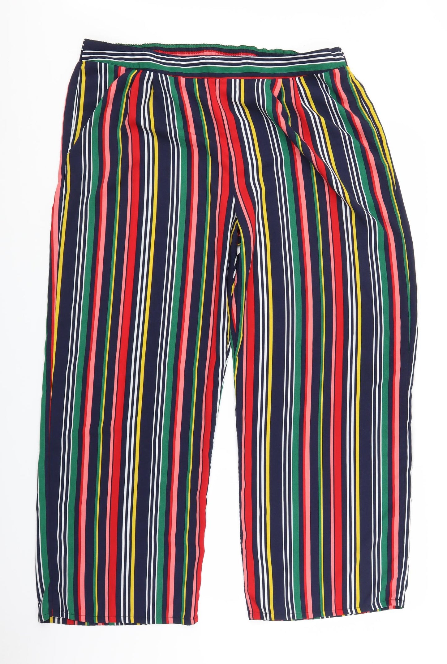 Papaya Womens Blue Striped  Trousers  Size 18 L29 in