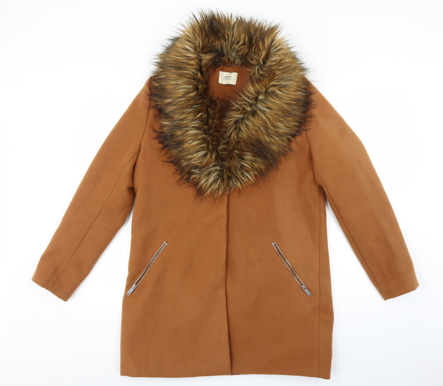 Papaya Womens Brown   Overcoat Coat Size 12  - FAUX FUR