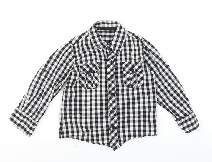 St Bernard Boys Black Check  Basic Button-Up Size 4 Years
