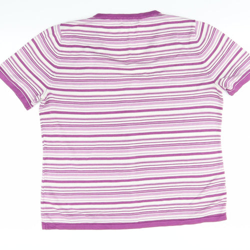 BM Womens Purple Striped Knit Cardigan Jumper Size M