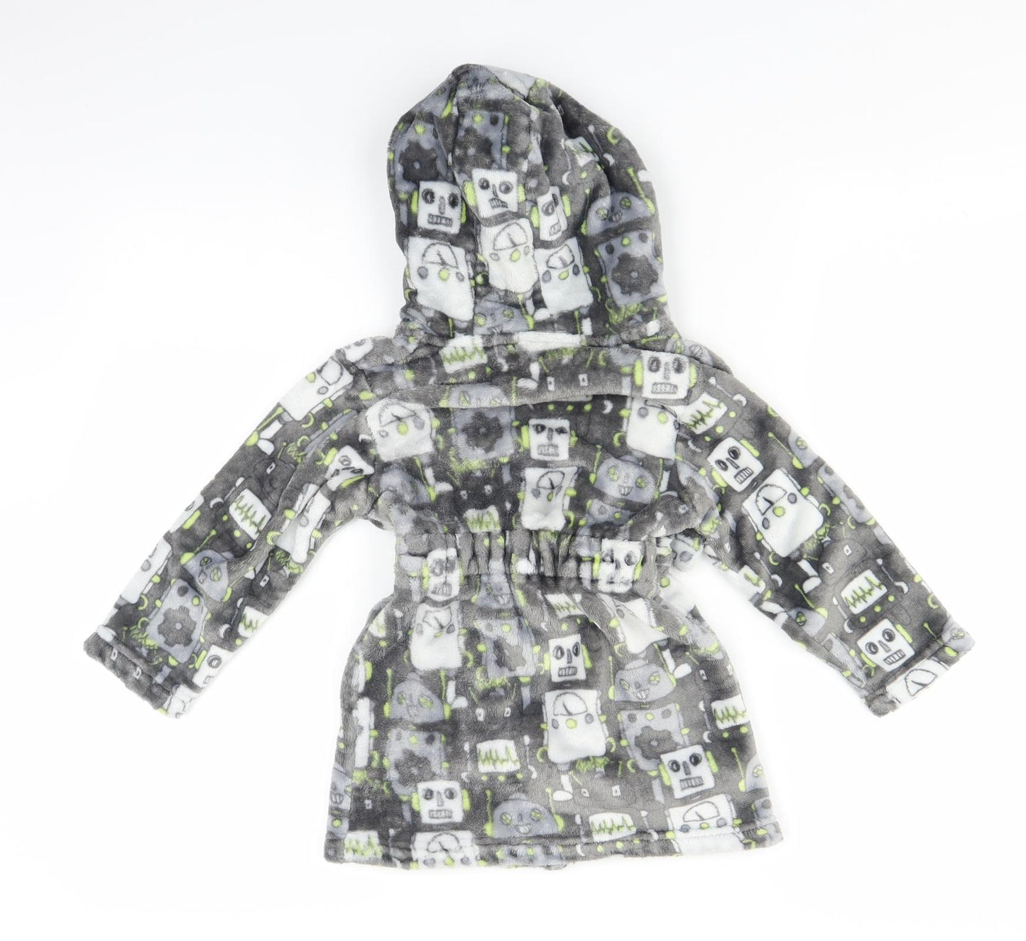 Matalan Boys Grey Geometric   Robe Size 2-3 Years  - Robots