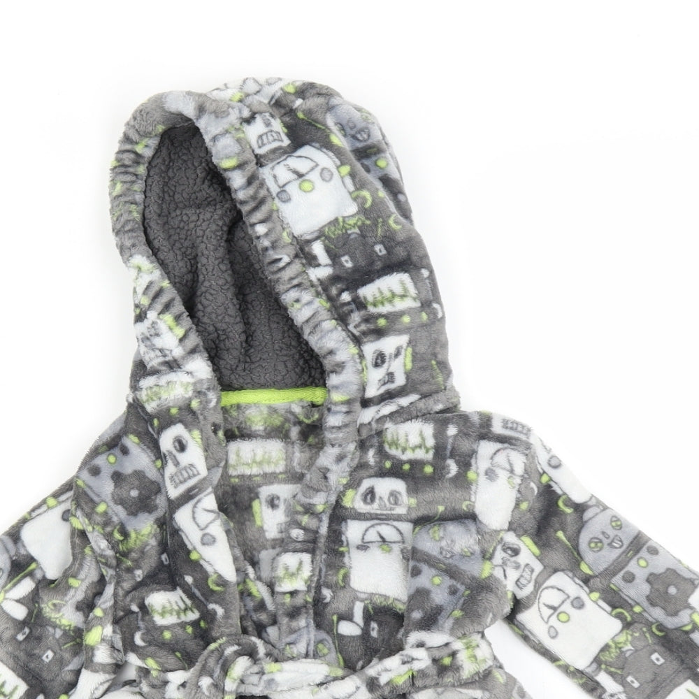 Matalan Boys Grey Geometric   Robe Size 2-3 Years  - Robots