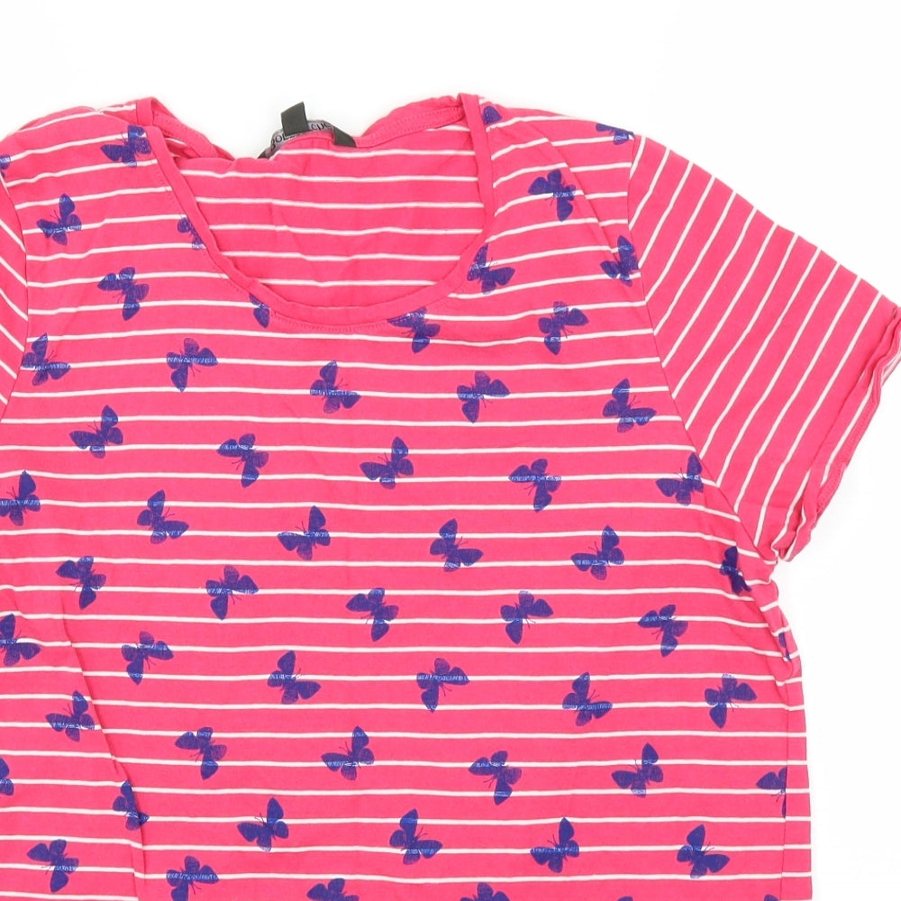 Bonmarché Womens Pink Striped  Basic T-Shirt Size 16