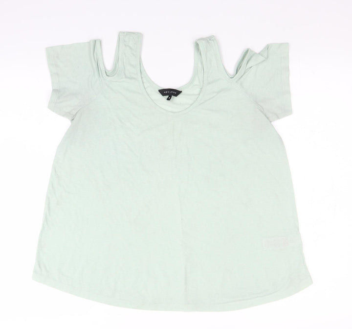New Look Womens Green Basic T-Shirt Size 12 - Shoulder cut out