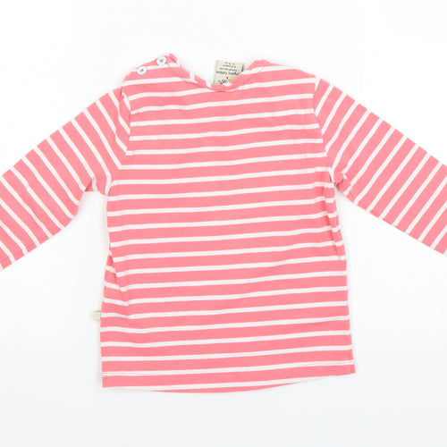 Frugi Girls Pink Striped  Basic T-Shirt Size 2-3 Years  - seagull