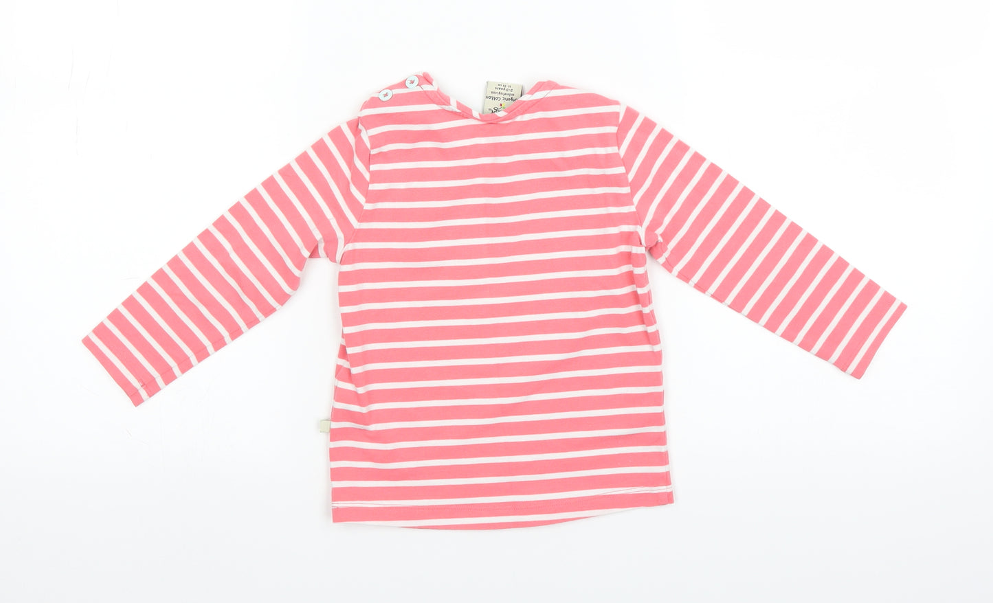 Frugi Girls Pink Striped  Basic T-Shirt Size 2-3 Years  - seagull