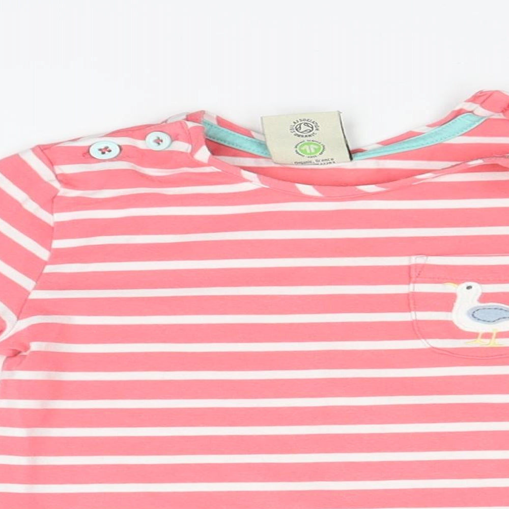 Frugi Girls Pink Striped  Basic T-Shirt Size 2-3 Years  - seagull