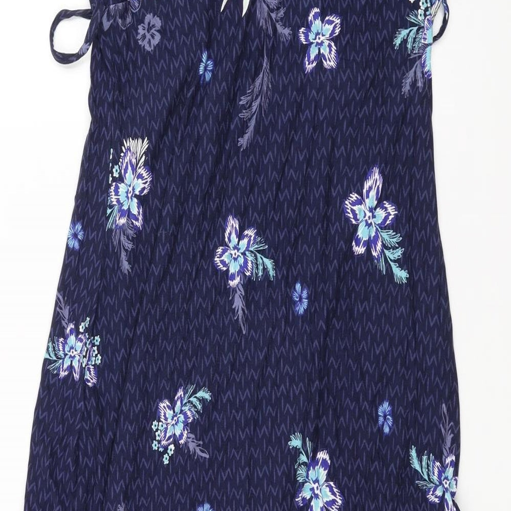 Marks and Spencer Womens Blue Floral  A-Line  Size 14