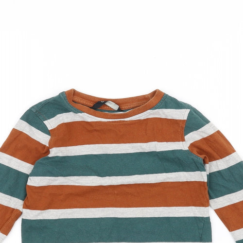George Boys Green Striped  Basic T-Shirt Size 3-4 Years