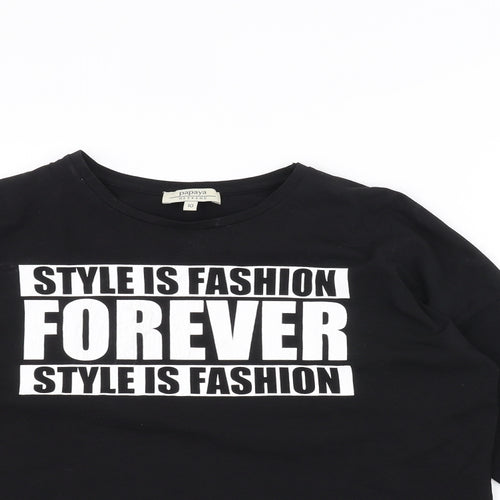 Papaya Womens Black   Basic T-Shirt Size 10