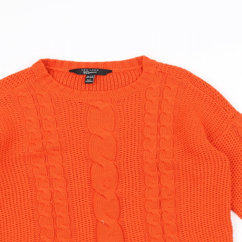 New Look Girls Orange  Knit Pullover Jumper Size 14-15 Years