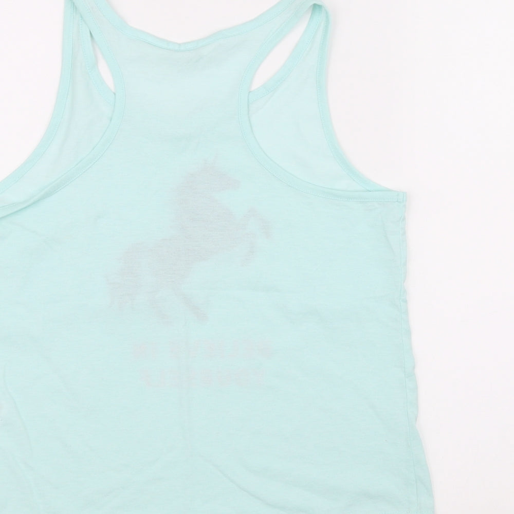 H&M Womens Blue   Basic Tank Size 14  - Unicorn