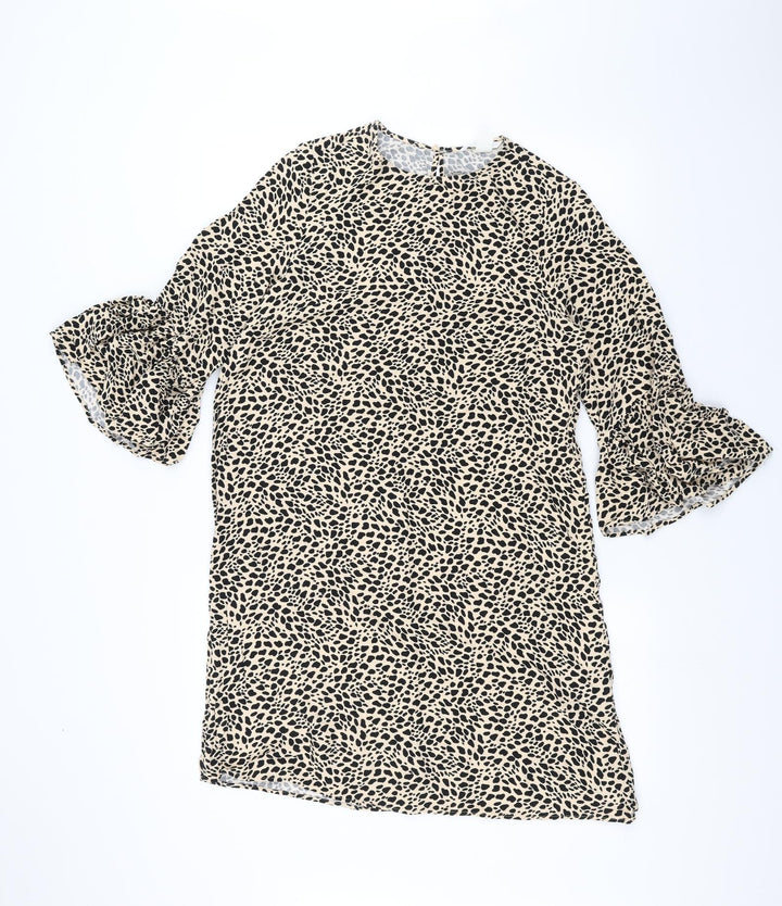 H&M Womens Brown Animal Print  Basic T-Shirt Size 8