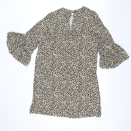 H&M Womens Brown Animal Print  Basic T-Shirt Size 8