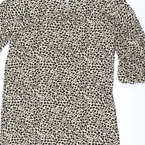 H&M Womens Brown Animal Print  Basic T-Shirt Size 8