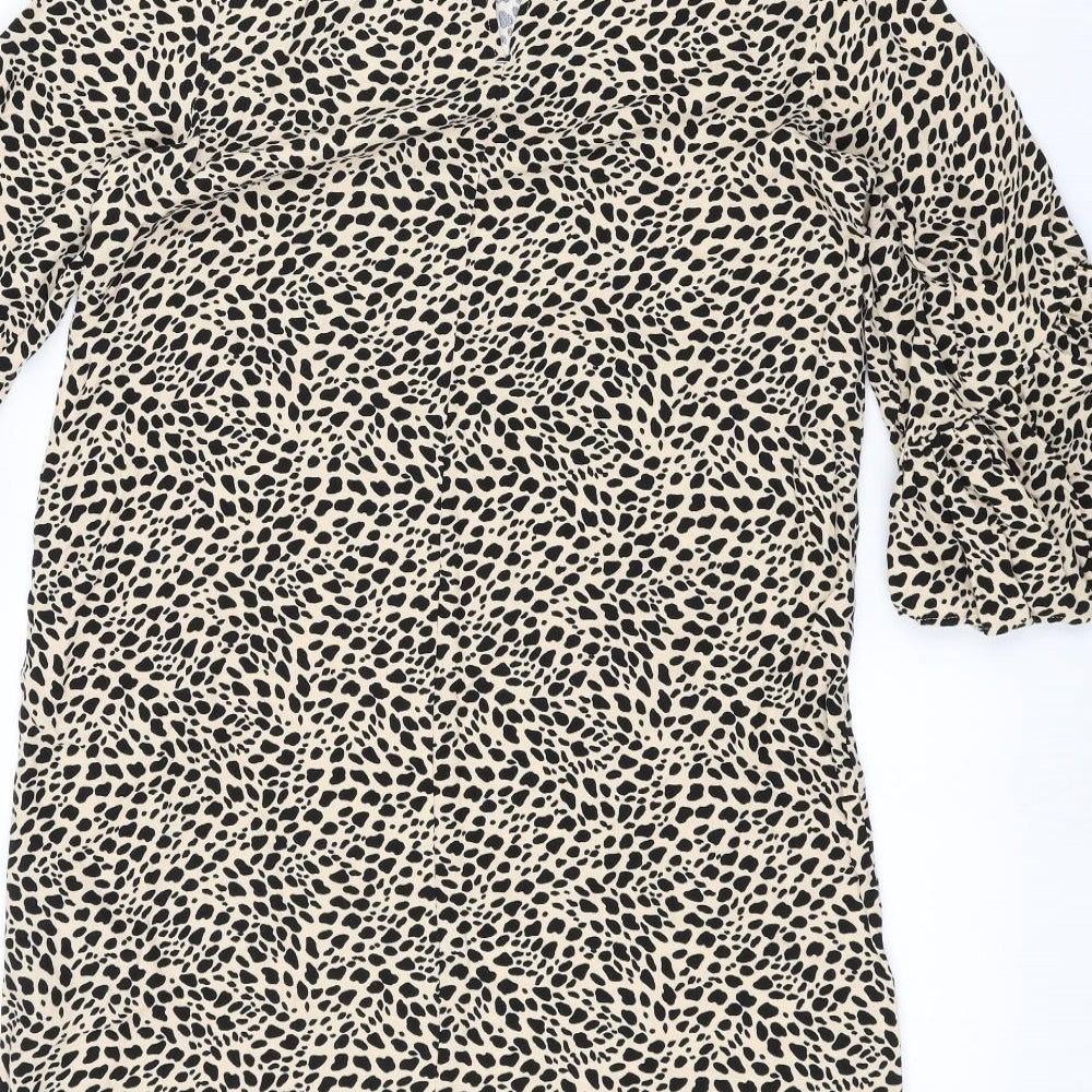 H&M Womens Brown Animal Print  Basic T-Shirt Size 8
