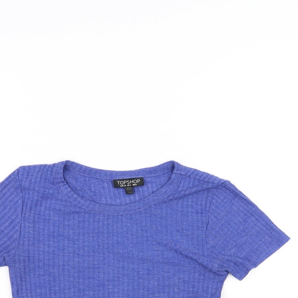 Topshop Womens Blue   Cropped T-Shirt Size 6