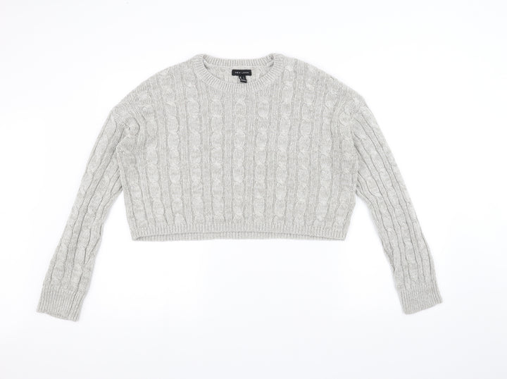 New Look Womens White  Knit Pullover Jumper Size L