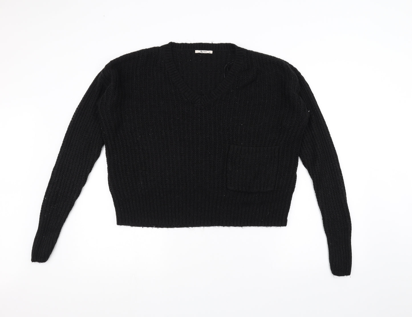 TU Womens Black  Knit Pullover Jumper Size 16