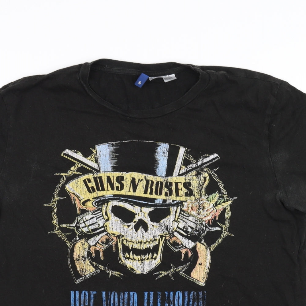 H&M Mens Black    T-Shirt Size S  - Guns N Roses