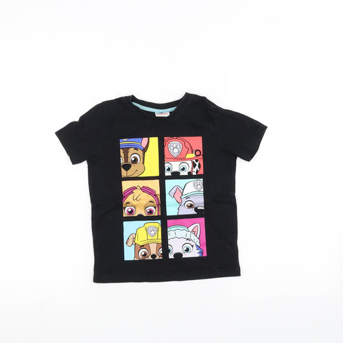 Nickelodeon Girls Black   Basic T-Shirt Size 3-4 Years  - paw patrol