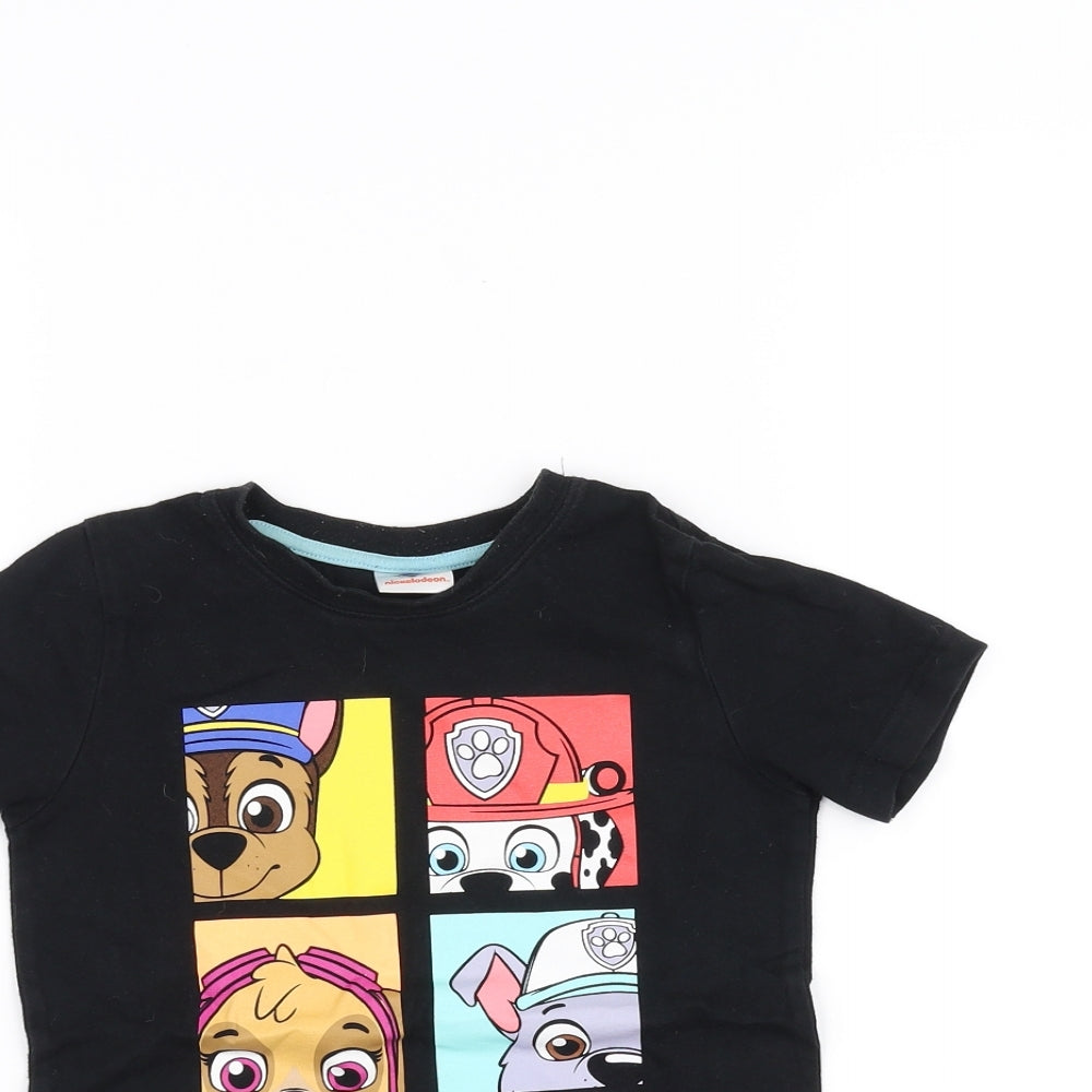 Nickelodeon Girls Black   Basic T-Shirt Size 3-4 Years  - paw patrol