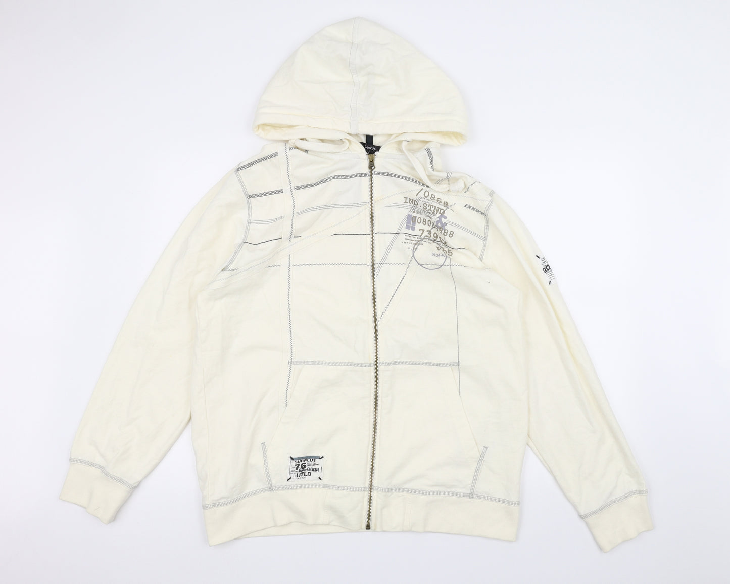 George Mens White   Full Zip Hoodie Size L