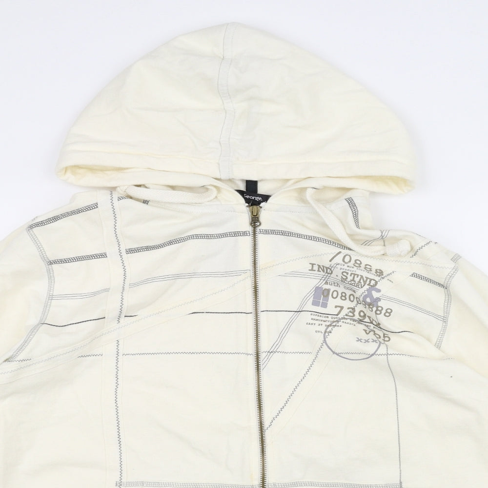 George Mens White   Full Zip Hoodie Size L